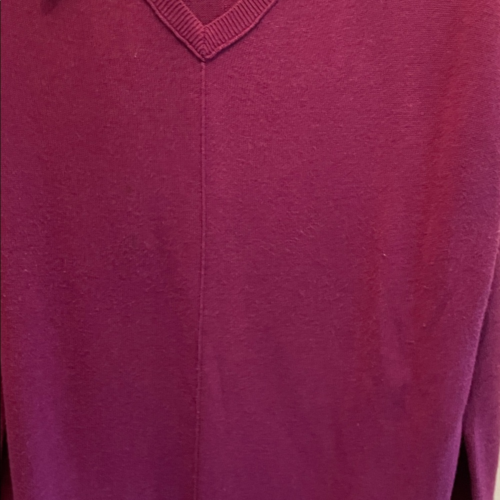 H by Halston Plum Knit with Cream Scarf Detail - Picture 4 of 9